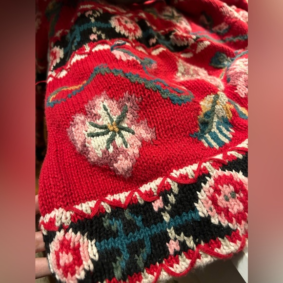 Vintage Thick cotton hand knit festive Express Internationale sweater - Picture 3 of 8